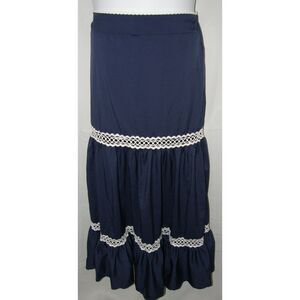 NEW NWOT Navy Blue Sz XL Tall Full Length Casual or Dress Tiered Maxi Boho Skirt